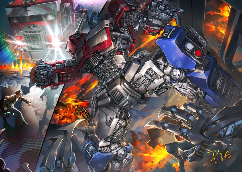 optimus prime (transformers and 1 more) drawn by seafood_pie