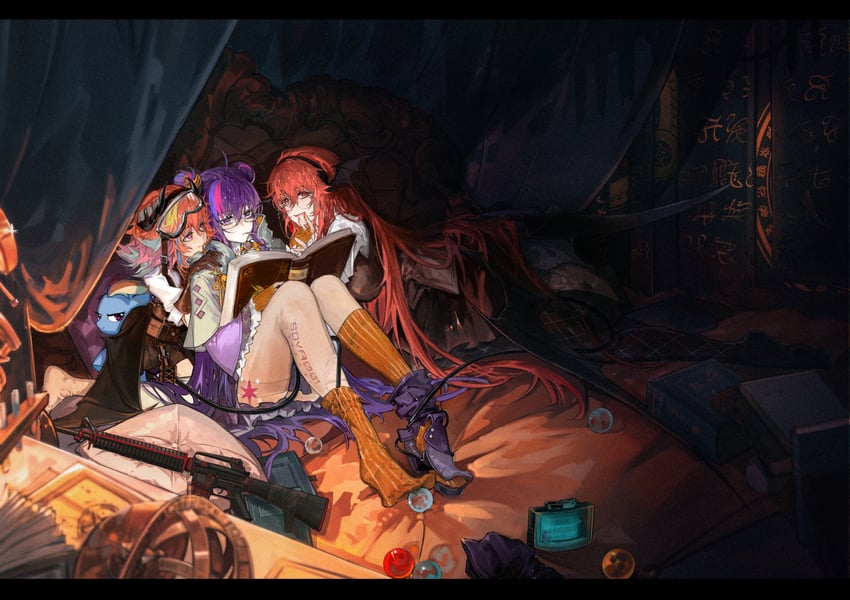 patchouli knowledge, koakuma, and rainbow dash (touhou and 2 more) drawn by xiuchundao