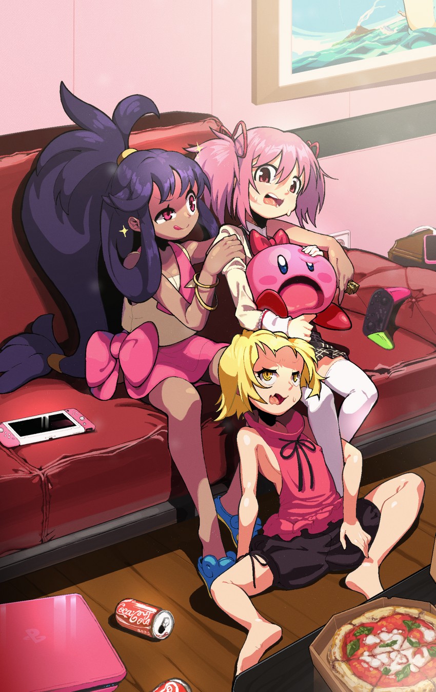 kaname madoka, kirby, oshino shinobu, and iris (pokemon and 4 more) drawn by liline_(liline_01)
