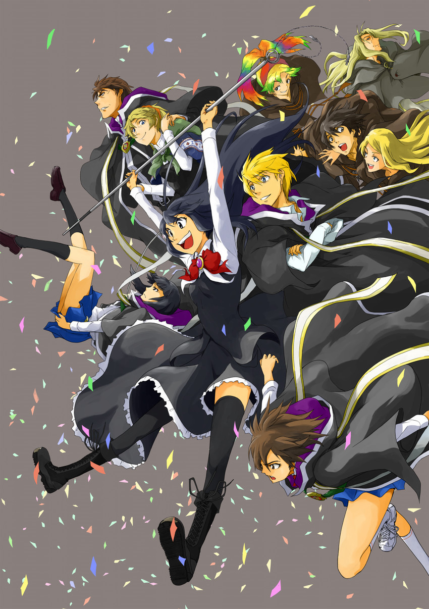 orphen, cleo everlastin, majic lin, ratsbane finrandi, edge finrandi, and 5 more (majutsushi orphen) drawn by yuuki_(yuuki333)