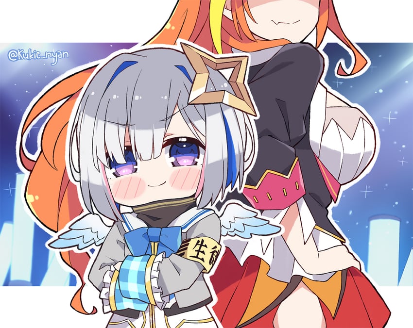 amane kanata and kiryu coco (hololive) drawn by kukie-nyan