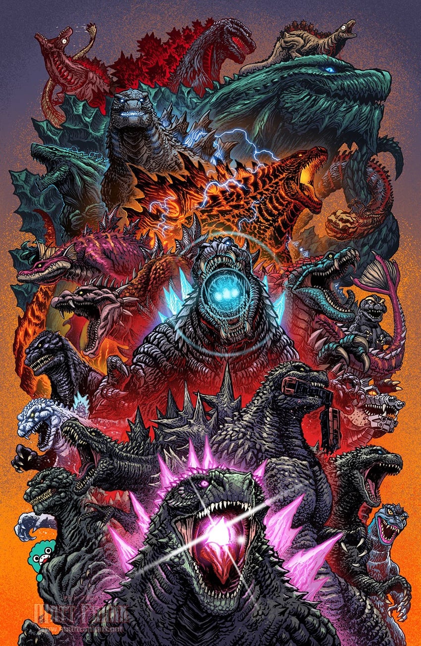 godzilla, godzilla evolved, godzilla earth, burning godzilla, godzilla ultima, and 2 more (shin godzilla and 9 more) drawn by matt_frank