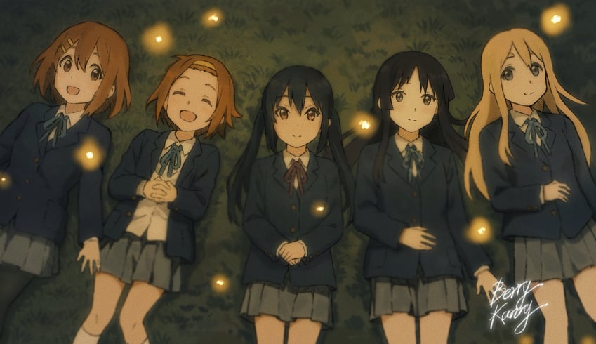 akiyama mio, nakano azusa, hirasawa yui, tainaka ritsu, and kotobuki tsumugi (k-on!) drawn by berrykanry