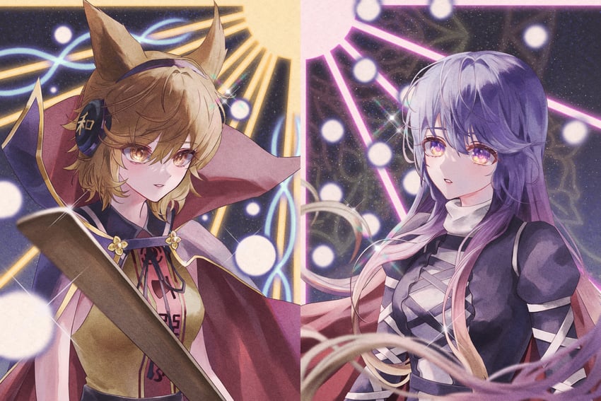 hijiri byakuren and toyosatomimi no miko (touhou) drawn by m4_gun
