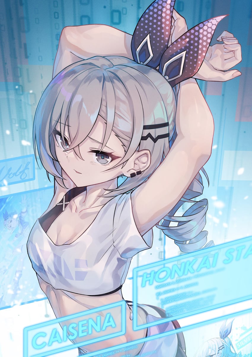 silver wolf (honkai and 1 more) drawn by caisena