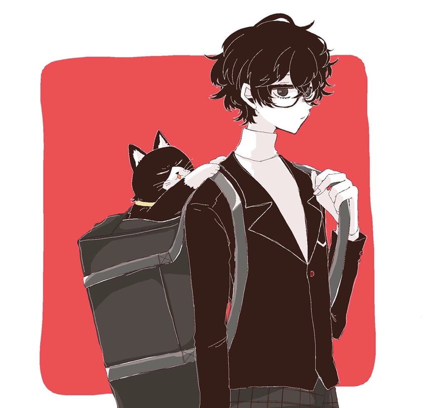 amamiya ren and morgana (persona and 1 more) drawn by nordic50425