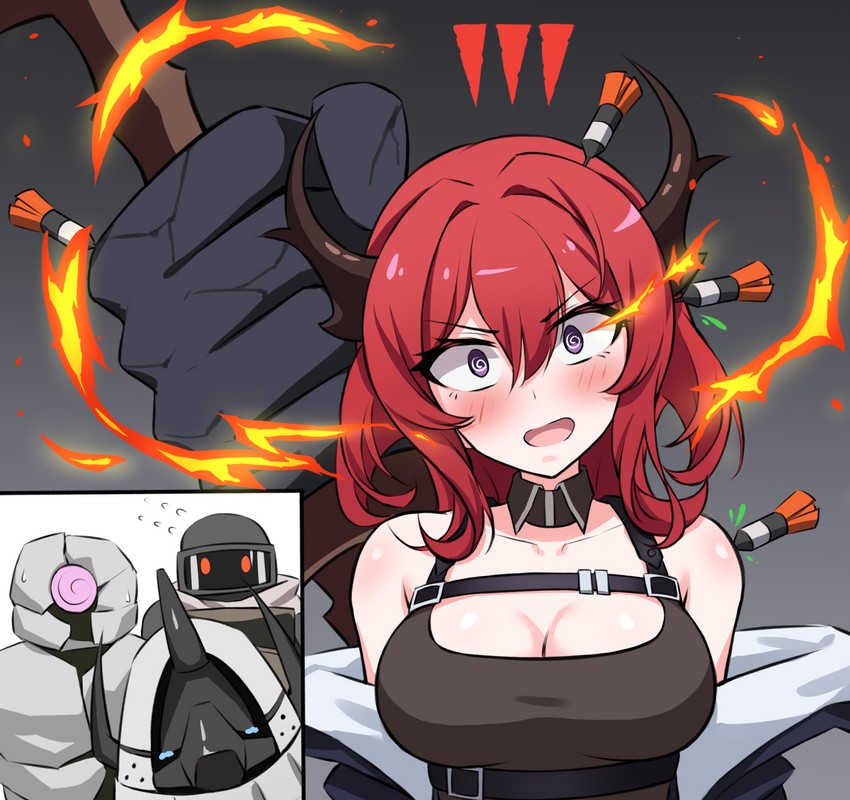 surtr, mudrock, surtr's golem, big bob, and mudrock colossus (arknights) drawn by holiday_(pangjelly)