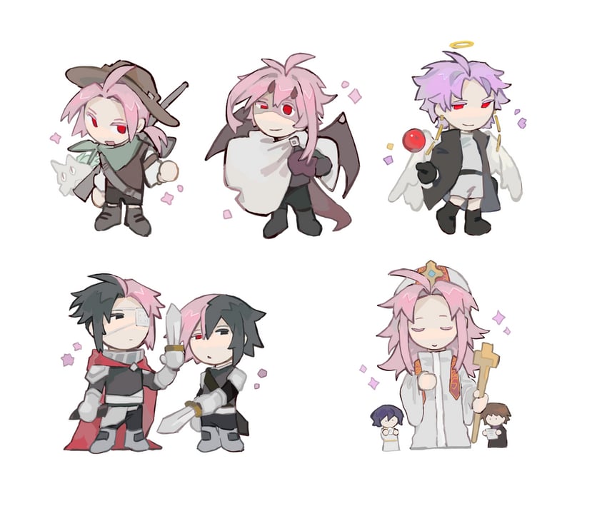 hatsutori hajime, utsugi noriyuki, harada minoru, theodore riddle, nijou ryuu, and 4 more (saibou shinkyoku) drawn by lei_renqun_xing_shanyao_shi