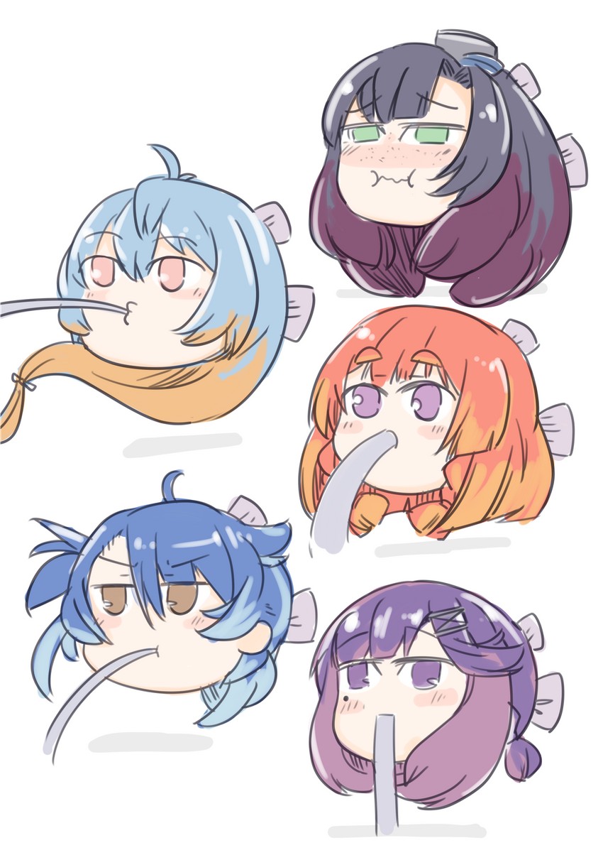etorofu, tsushima, sado, matsuwa, and fukae (kantai collection) drawn by enjaku_izuku