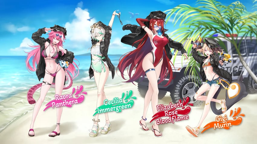 raora panthera, gigi murin, cecilia immergreen, elizabeth rose bloodflame, and chattino (hololive and 1 more) drawn by dice_gt