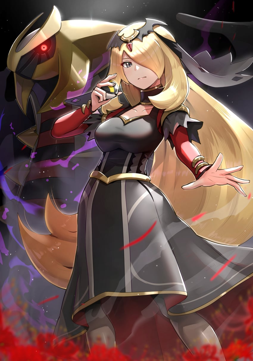 cynthia and giratina (pokemon and 1 more) drawn by gonzarez