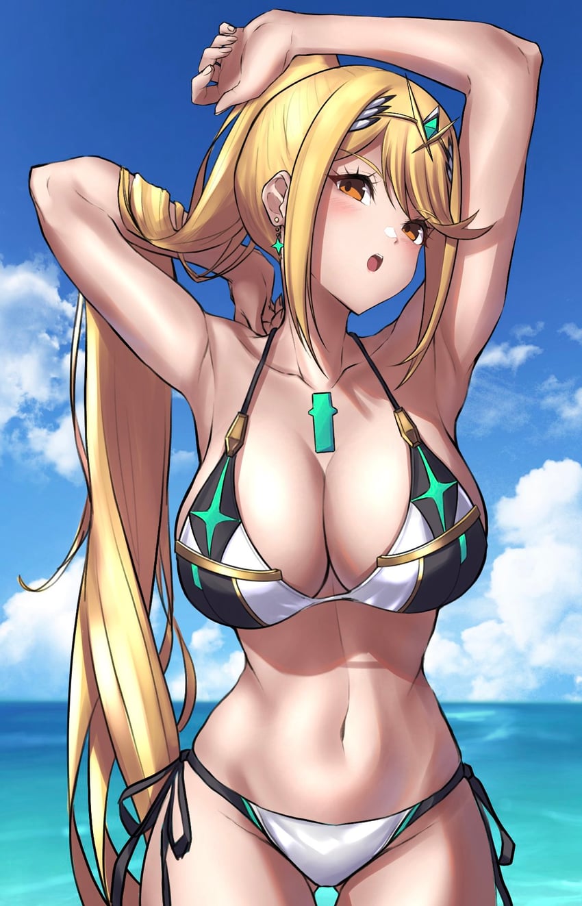 mythra (xenoblade chronicles and 1 more) drawn by hakusai_(hksicabb)