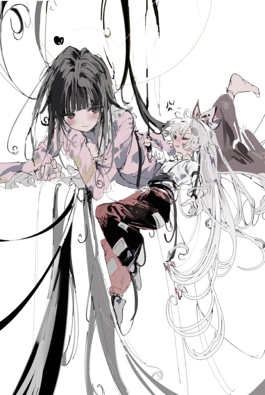 fujiwara no mokou and houraisan kaguya (touhou) drawn by sesmkun
