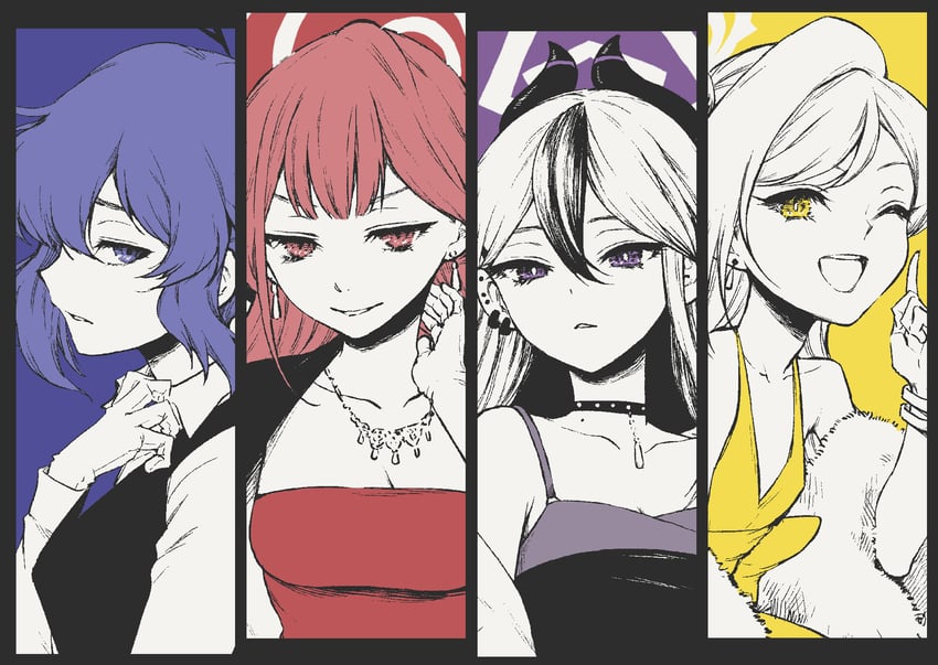 kayoko, aru, mutsuki, and haruka (blue archive) drawn by haruhito_(divineshalt)