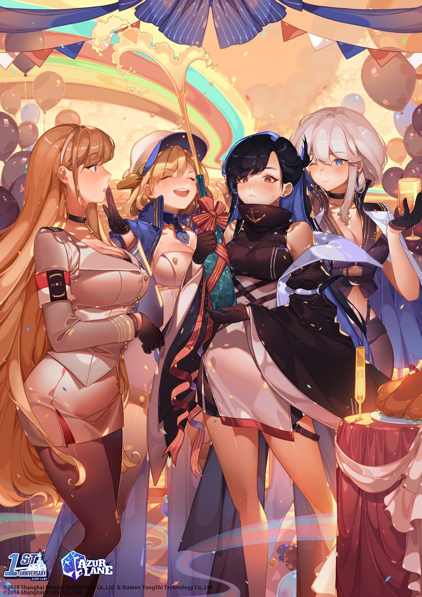 north carolina, washington, west virginia, and california (azur lane) drawn by orange_sekaii