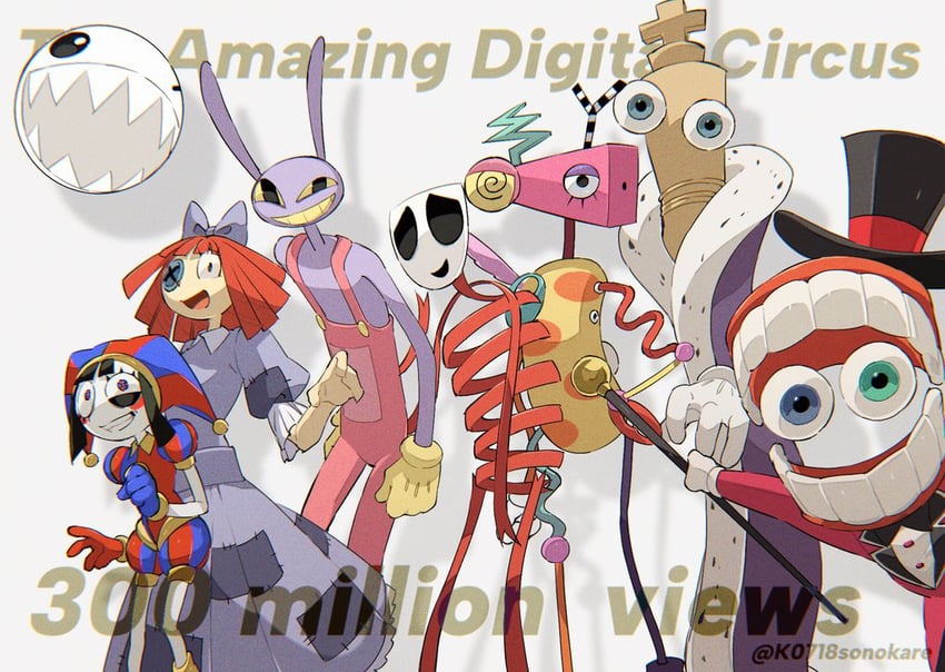 pomni, jax, ragatha, caine, gangle, and 3 more (the amazing digital circus) drawn by sonokare