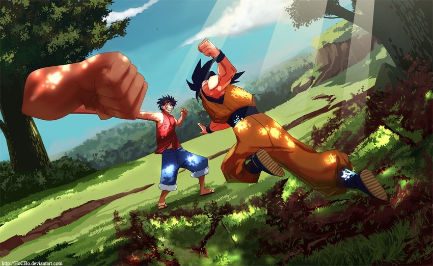 son goku and monkey d. luffy (one piece and 2 more)