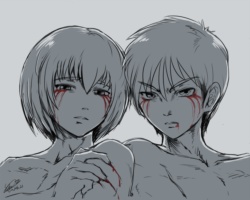 eren yeager and armin arlert (shingeki no kyojin) drawn by f-sonic