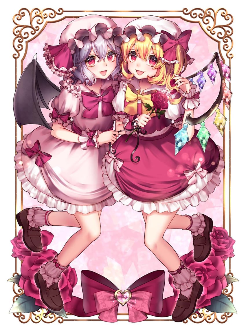 remilia scarlet and flandre scarlet (touhou) drawn by momoyama_riyo