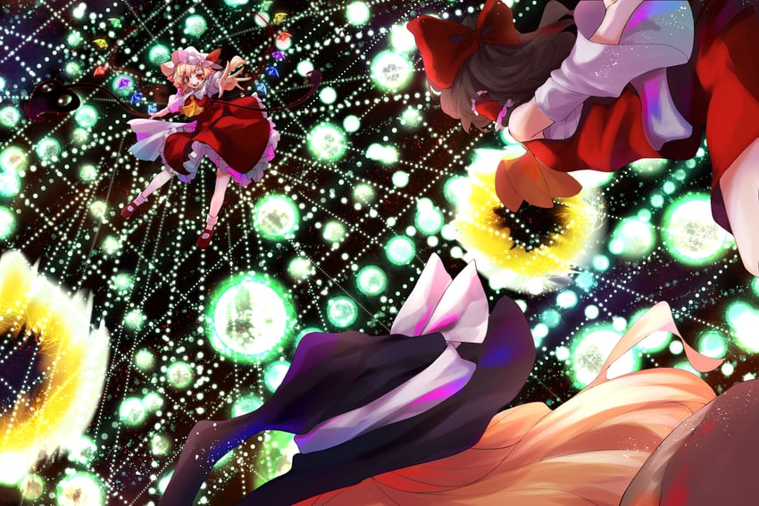 hakurei reimu, kirisame marisa, and flandre scarlet (touhou and 1 more) drawn by calpis118