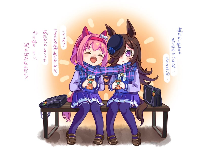 rice shower and haru urara (umamusume) drawn by moko39_takasora
