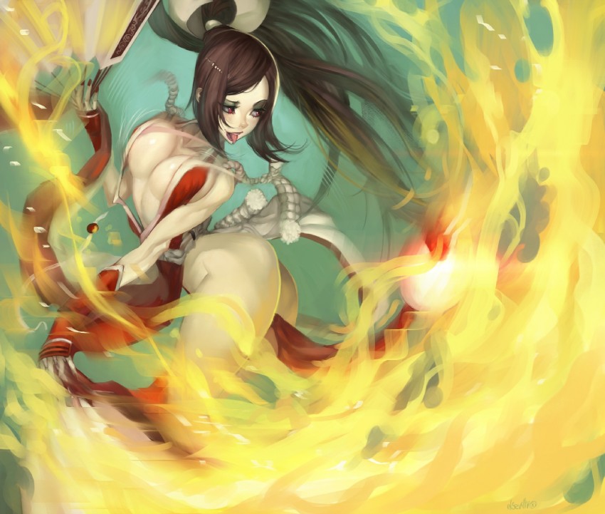 shiranui mai (the king of fighters and 1 more) drawn by elsevilla