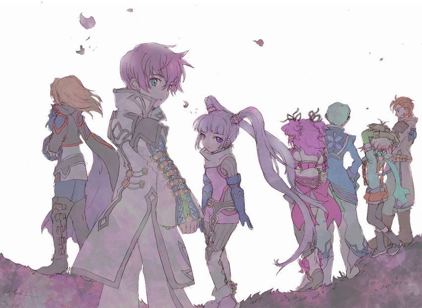 sophie, asbel lhant, cheria barnes, pascal, hubert ozwell, and 2 more (tales of and 1 more) drawn by chidori_yuta