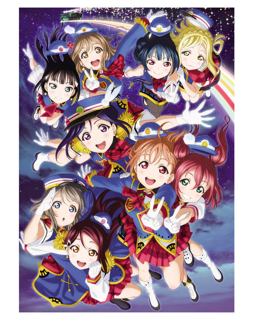 watanabe you, tsushima yoshiko, sakurauchi riko, takami chika, matsuura kanan, and 4 more (love live! and 1 more)