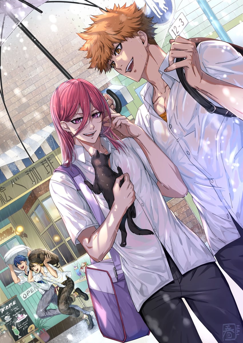 isagi yoichi, bachira meguru, chigiri hyoma, and kunigami rensuke (blue lock) drawn by halu-ca