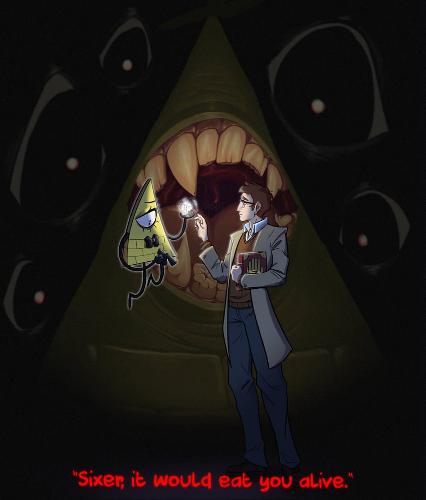bill cipher and ford pines (gravity falls and 1 more) drawn by cihznat