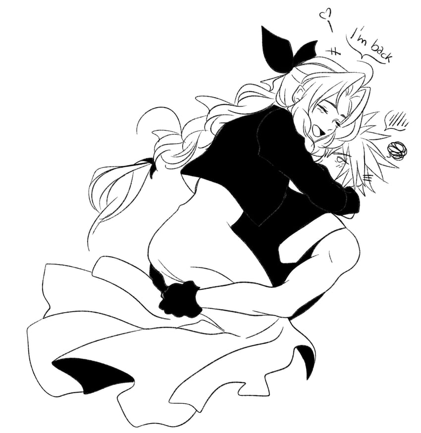 cloud strife and aerith gainsborough (final fantasy and 1 more) drawn by demonerith