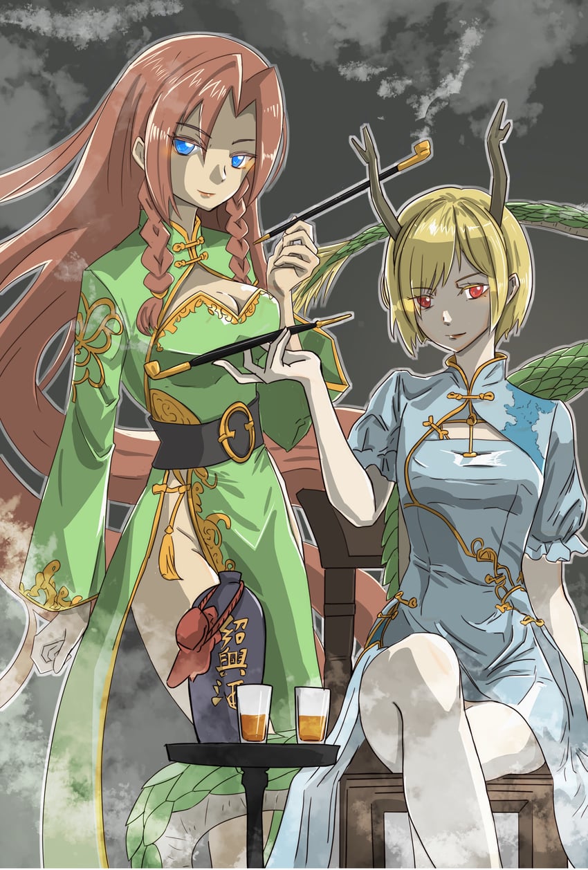 hong meiling and kicchou yachie (touhou) drawn by hataori_(user_ddmh2554)