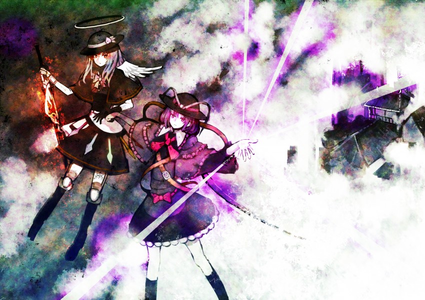 hinanawi tenshi and nagae iku (touhou) drawn by organ_derwald