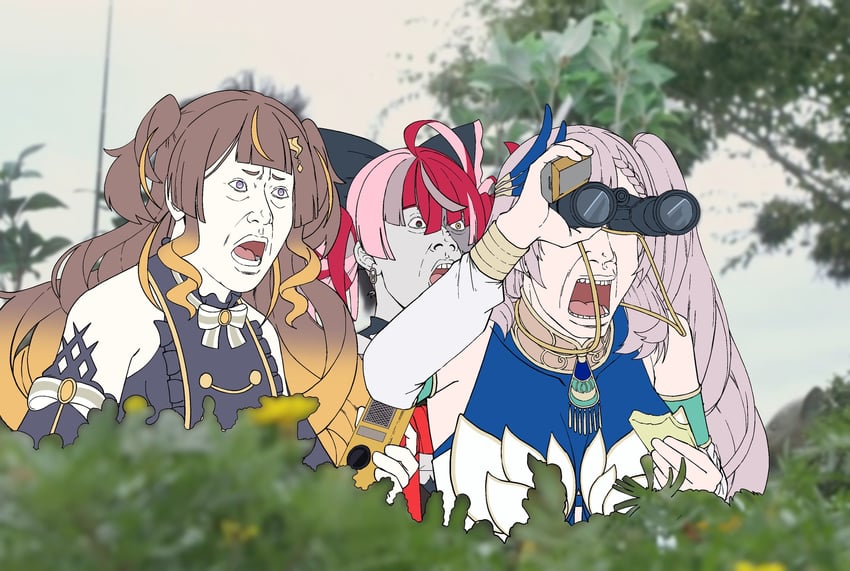 kureiji ollie, pavolia reine, and anya melfissa (hololive and 3 more) drawn by bdh1816