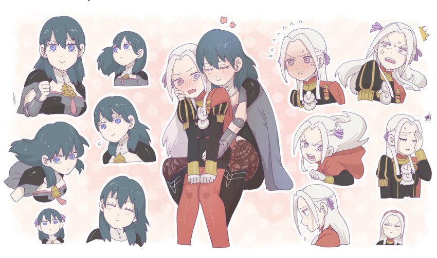 female byleth and edelgard von hresvelg (fire emblem and 1 more) drawn by korokoro_daigorou