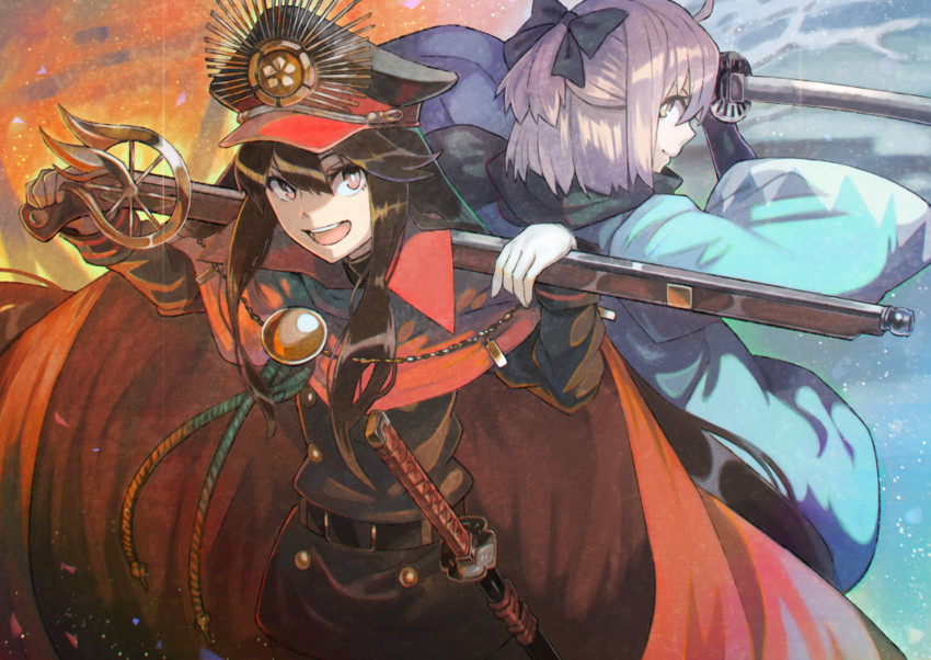 okita souji and oda nobunaga (fate and 1 more) drawn by rano