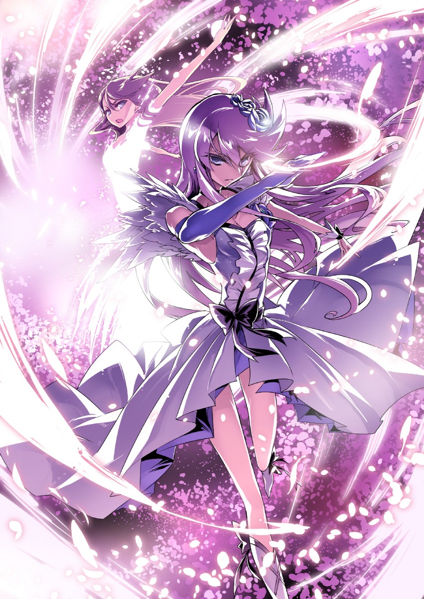 tsukikage yuri and cure moonlight (precure and 1 more) drawn by ishida_akira