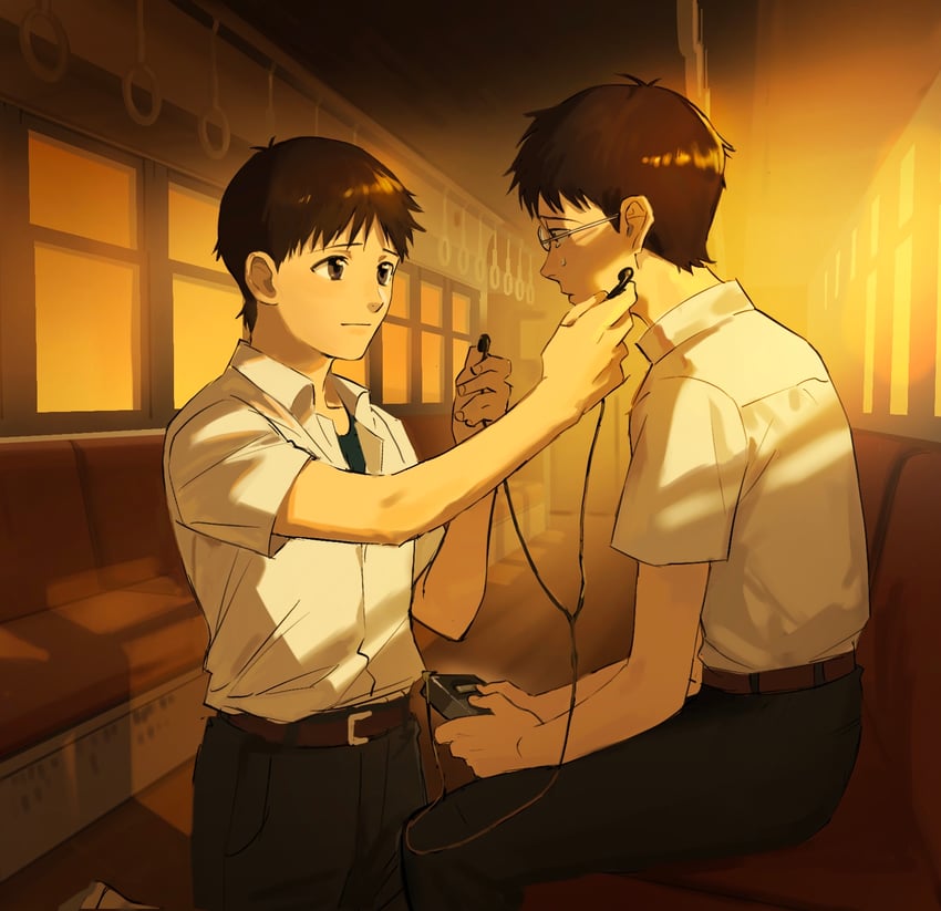 ikari shinji and ikari gendou (neon genesis evangelion and 2 more) drawn by rott_ur