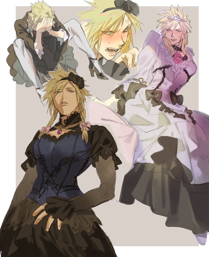 cloud strife (final fantasy and 2 more) drawn by mikuroron