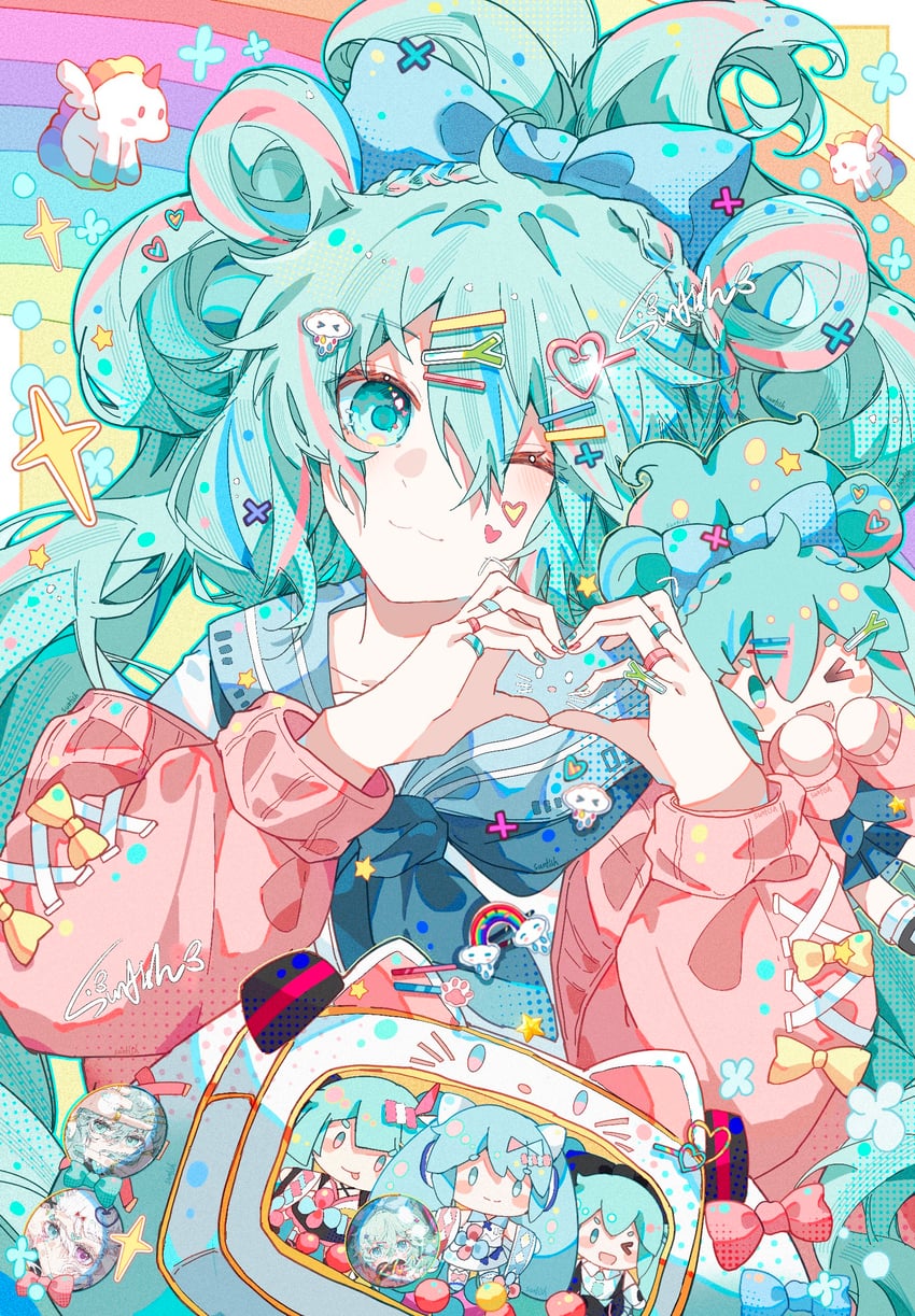 hatsune miku, magical mirai miku, and cinnamiku (vocaloid and 1 more) drawn by sunfish3939