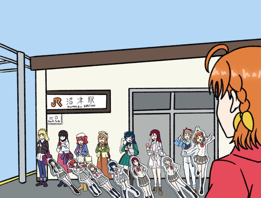 watanabe you, tsushima yoshiko, sakurauchi riko, takami chika, kurosawa dia, and 3 more (love live! and 3 more) drawn by bada_(oceannmann)