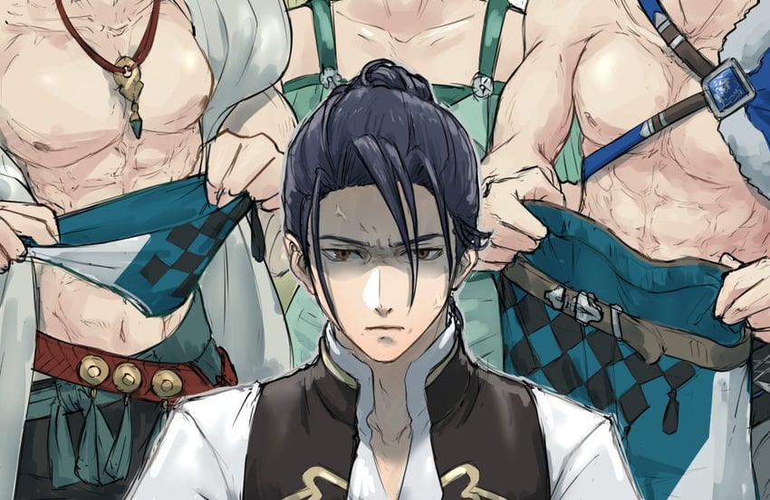 dimitri alexandre blaiddyd, ingrid brandl galatea, sylvain jose gautier, and felix hugo fraldarius (fire emblem and 2 more) drawn by daph_neko