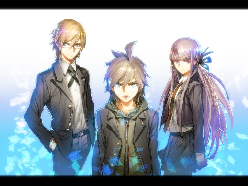 kirigiri kyoko, naegi makoto, and togami byakuya (danganronpa and 1 more) drawn by kokutan_kitsunen