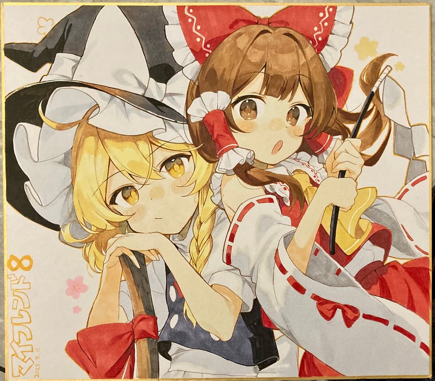 hakurei reimu and kirisame marisa (touhou) drawn by jill_07km