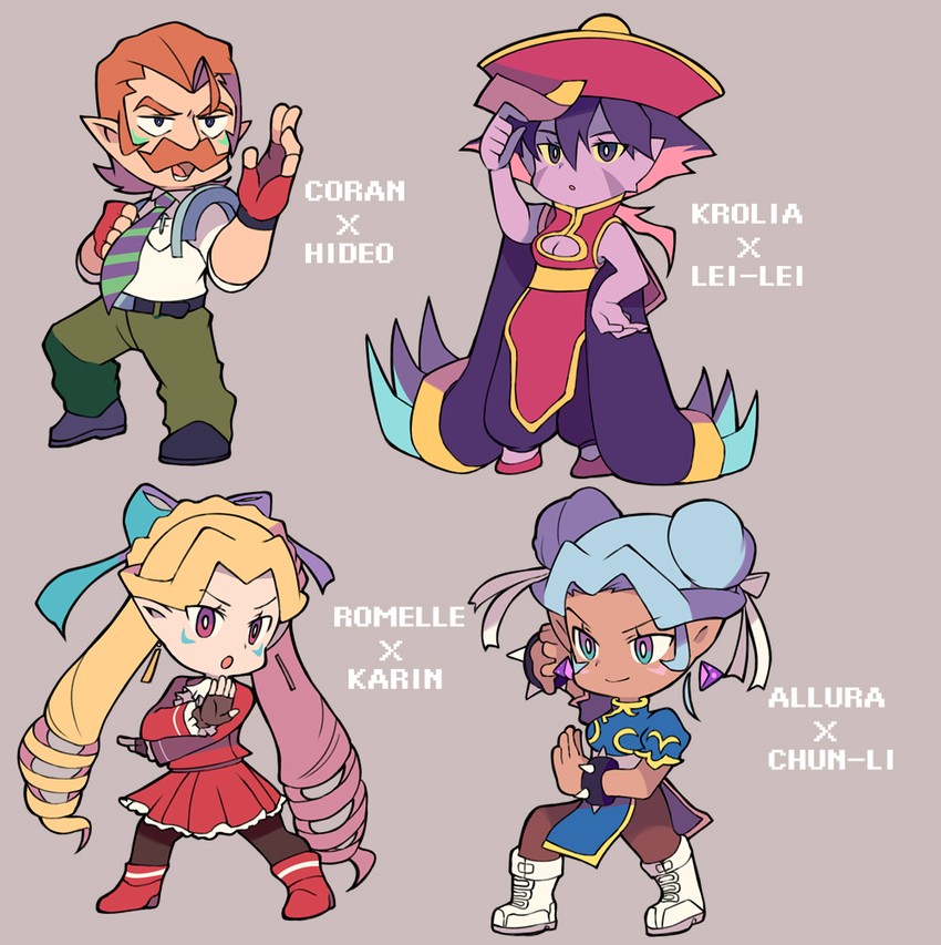 chun-li, hsien-ko, kanzuki karin, princess allura, shimazu hideo, and 3 more (street fighter and 5 more) drawn by miyata_(lhr)