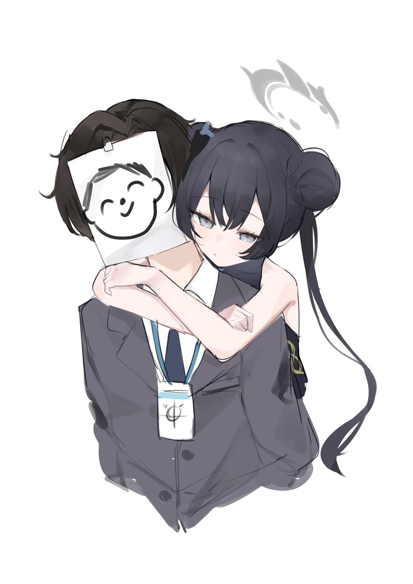 sensei, doodle sensei, and kisaki (blue archive) drawn by noko_(nco029685627)