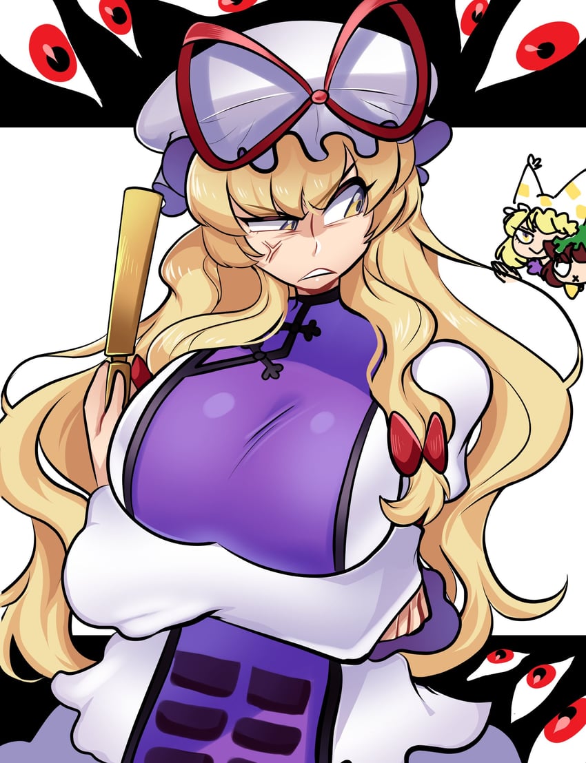 yakumo yukari, yakumo ran, and chen (touhou) drawn by missandydandy