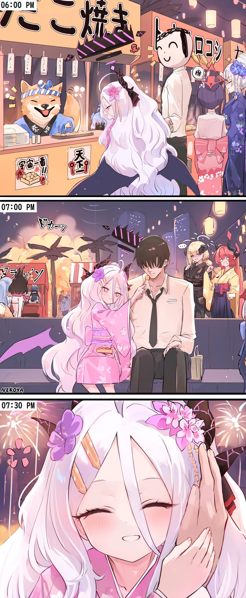 sensei, doodle sensei, hina, ako, saori, and 6 more (blue archive) drawn by nekoya_(liu)