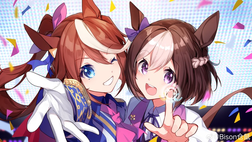 tokai teio and special week (umamusume) drawn by bison_cangshu