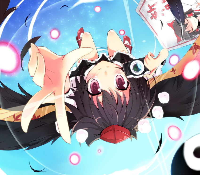 hakurei reimu and shameimaru aya (touhou and 1 more) drawn by madara_hio